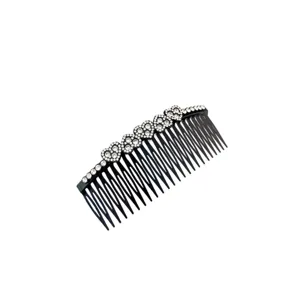 Zwarte strass haarkam voor vrouwen, elegante sprankelende kristallen haarkam styling accessoire.