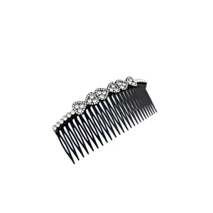 Rhinestone hair comb black plastic crystal insert clip floral hair accessory for women