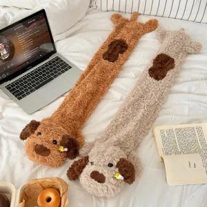 Long Cartoon Dog Plush Hot Water Bottle For Bed Warming Winter Large Capacity Removable Washable Warm Water Bag For Women Home Decor