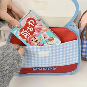 Ins style cute puppy lunch bag detail view, thickened portable bento bag for students.