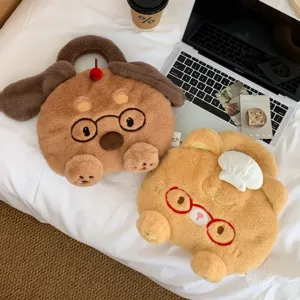 Cute plush cartoon hand warmer hot water bag cover winter fluffy portable pouch