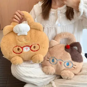 Cute plush rechargeable hand warmer bag winter portable cartoon hot water bag for girls.