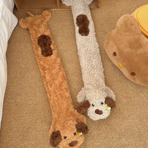 Long plush hot water bottle cover cute dog winter warm bed water bag cozy home supply
