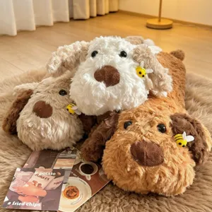 Long plush dog hot water bed warmer cover cute animal winter warm artifact soft pillow case