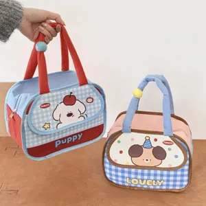 Cartoon puppy insulated lunch bag portable bento handbag for office and student use