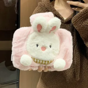 Süßer Plüsch Kaninchen Handwärmer Bezug, weicher flauschiger warmer Wasserbeutel für den Winter.