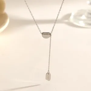 Zilverkleurige Y-vormige bonenketting, delicate titanium stalen choker voor dames, stijlvol sieraad.