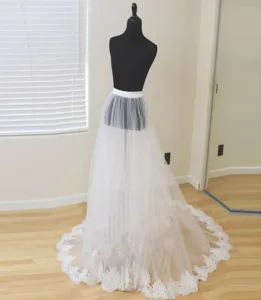 Detachable white tulle wedding over skirt lace trim bridal photo studio photography detail
