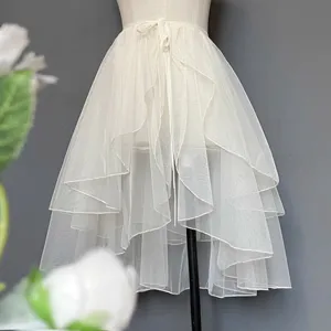 Multi-layer mesh skirt featuring a high-low hem, lightweight dreamy tutu for dance and party.