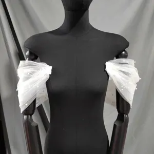 Mangas postizas de tul desmontables con perlas para vestido de novia accesorios blancos