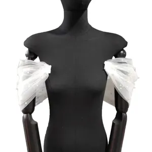 Mangas desmontables de tul blanco con perlas para vestido de novia, accesorios.