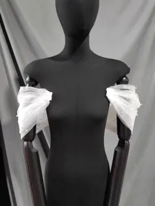 Mangas de Chal de Malla con Perlas Artificiales Desmontables Elegantes para Vestido de Novia Accesorio de Moda Mangas Falsas Cubrebrazos