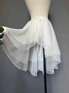 Women Layered Mesh Skirt High Low Irregular Wavy Hem Fairy Tulle Bottom For Performance Dance Party Sweet Ruffle Skirt