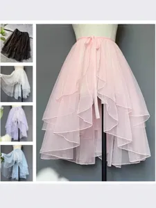 High low layered mesh tutu skirt for women, dreamy fluffy ruffled dancing skirt main view