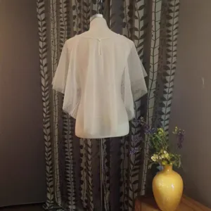 Cape de mariée sans manches en résille transparente blanche court manteau cosplay spectacle de scène