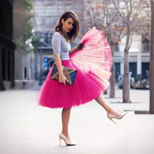 Jupe en tulle rose pour femme jupe courte plissée en maille tutu style mode chic