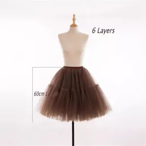 Jupe tutu en tulle pour femmes plissée filet marron jupon superposé court vêtement