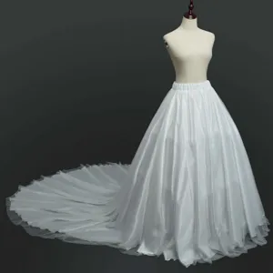 Enaguas largas blancas con cola falda de tul para fiesta vestido de baile cintura elastica