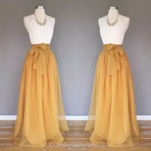 Damen Eleganter Organza Midirock Mit Schleife Hohe Taille Feenstil Einfarbig Mehrlagiger A-Linien Rock Für Fotografie Party