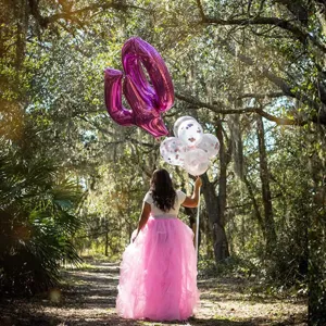 Mujer cintura alta falda de tul tutu larga rosa fiesta festival baile de graduación ropa