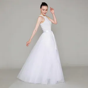 Women white tulle mesh maxi skirt elegant layered princess long party skirt for adults
