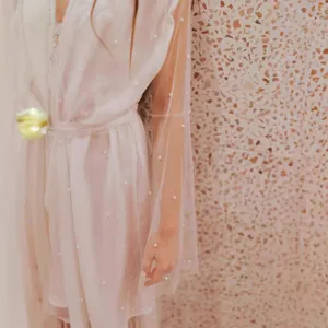 Women pearl mesh long cardigan sheer dress V-neck lace-up robe elegant sexy outerwear