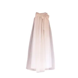 Damen elegante Organza Maxirock mit Schleife, Feenstil taillenhoher langer Rock für Sommer.