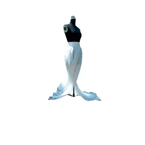 Damen Schweizer weiches Mesh abnehmbarer langer Schleppenrock Fotografie Bühnenkostüm Kleid