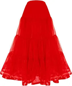 Red long tiered petticoat underskirt for wedding dress, prom, evening party and stage wear.
