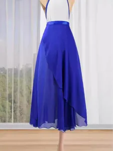 Women's long chiffon layered skirt high waist elegant casual maxi skirt for daily wear.