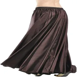 Satin belly dance long skirt with high waist and large swing for women performance