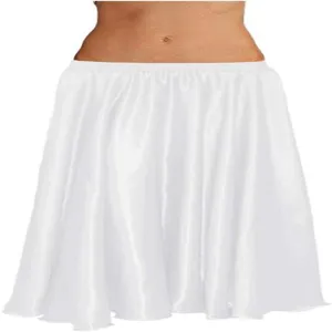 White smooth dance skirt detail, elegant A-line flared design for graceful oriental dancing.