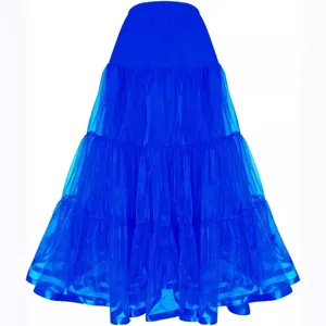 Blue floor length long petticoat hoopless crinoline underskirt for wedding party gown.