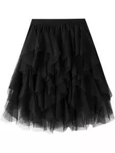 Dames Meisjes Gelaagde Mesh Tule Rok Polyester Hoge Taille Cake Rok Voor Feest Dagelijks Zomer Casual Rok Onderkant