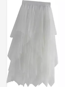 Jupe longue en tulle blanc pour femme ete fee jupe maxi maille decontractee elegante plage