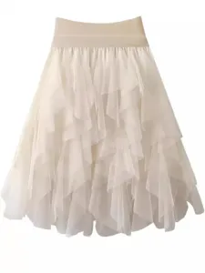 Dames Zomer Hoge Taille Mesh Tulle Rok Gelaagde Pluizige Taart Prinses Rokken