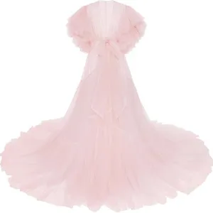 Sweet Maternity Photography Dress Long Tail Mesh Spandex Tulle Tutu Gown For Pregnancy Photography Studio Shooting Photo Props Dress
