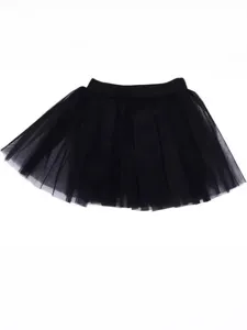 Women's black tulle skirt elastic waist A-line puffy mesh mini skirt daily casual wear