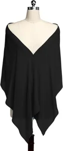 Black chiffon shawl detail, lightweight sheer fabric, elegant drape, summer sun protection.