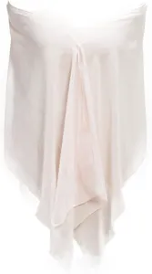 Detailed view of lightweight chiffon shawl fabric, soft drape and delicate rolled hem design.