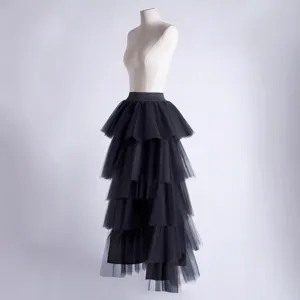 Dames Sexy Mesh Patchwork Gelaagde Tutu Lange Rok Hoge Taille Tule Plooirok Paraplu Rok Casual Elegant Feest Clubwear Onderkant