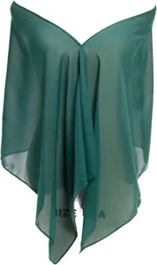 Green chiffon shawl detail, lightweight sun protection scarf for women summer drape.
