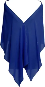 Detail view of women lightweight blue chiffon shawl, perfect summer sun protection scarf.
