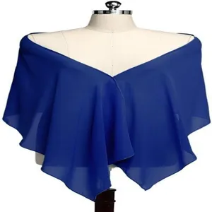 Detailed view of women's blue chiffon shawl fabric drape texture lightweight sun protection scarf.
