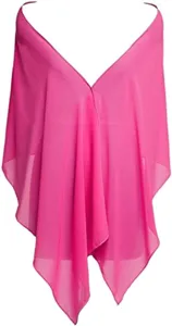 Pink chiffon shawl for women, lightweight summer sun protection scarf with elegant drape.
