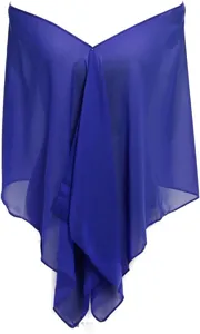 Royal blue chiffon shawl for women, lightweight summer sun protection scarf and wrap.