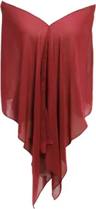 Detailed view of the wine red chiffon shawl, showcasing soft fabric drape and lightweight texture.