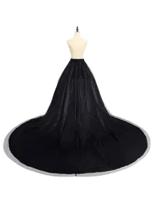 Women Vintage High Waist Mesh Skirt High-Low Tulle Skirt With Long Train For Classical Dance Large Swing Polyester Bottom