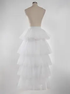 Women's Elegant Tiered Tulle Skirt High Waist Puffy Layered Mesh A-Line Midi Skirt For Travel Dance Party Solid Color Skirt