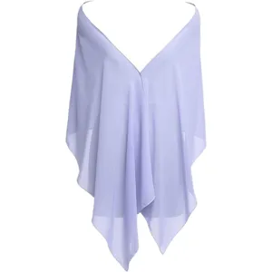 Lightweight purple chiffon shawl women summer sun protection breathable fashion scarf cape
